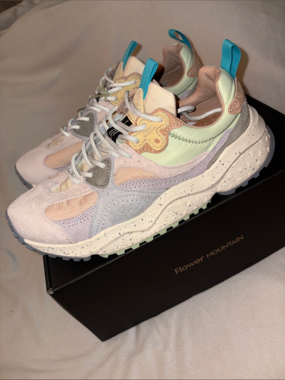 NWT Flower Mountain WAVE WOMAN Suede and fabric sneakers - Light pink-Lilac - Picture 12 of 15